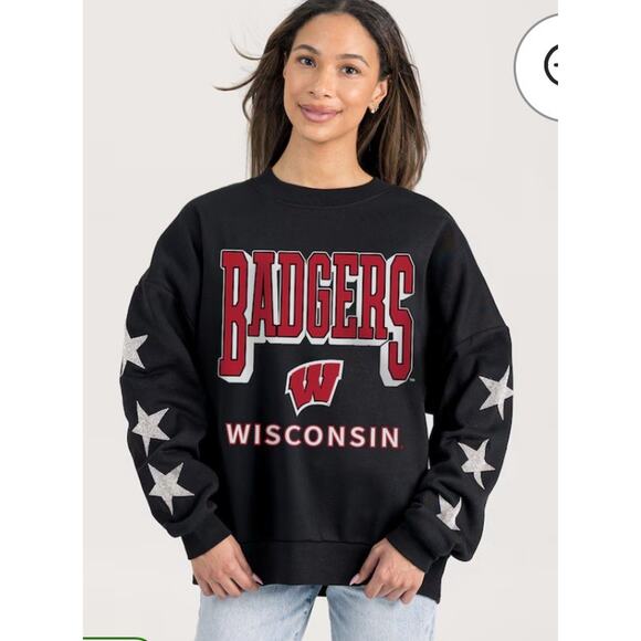 Women’s Game day Victory Black Wisconsin Badgers Rhinestone Sweatshirt Medium - Picture 1 of 16